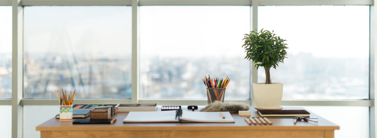 diy wooden standing desk with artistic tools 