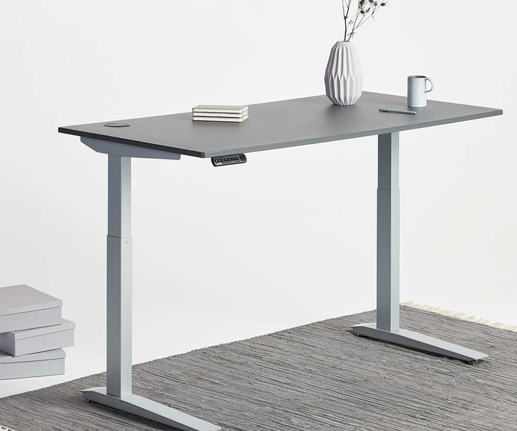 Standing desk MODULUS, 1200x600 mm, silver frame, birch