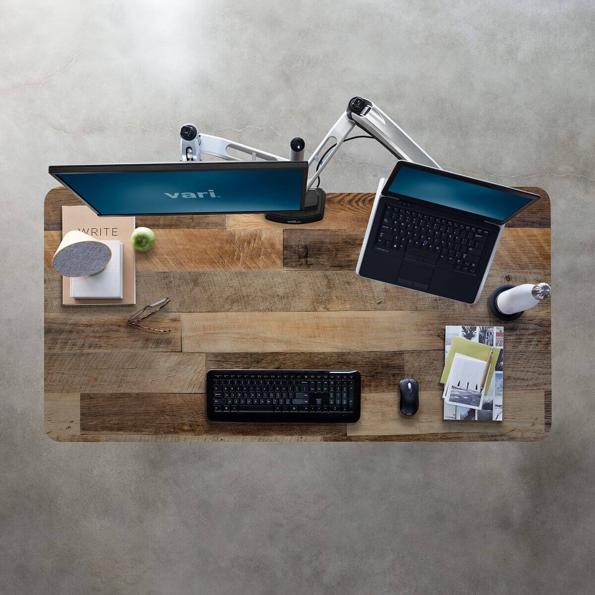 Vari Electric Standing Desk Reclaimed Wood Tabletop