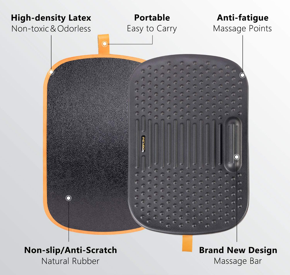 Anti Fatigue Wobble Balance Board Mat with Massage Points for Standing Desk-Black