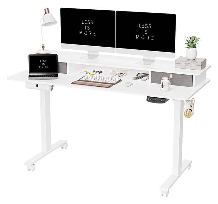 Fezibo electric standing desk with double drawer